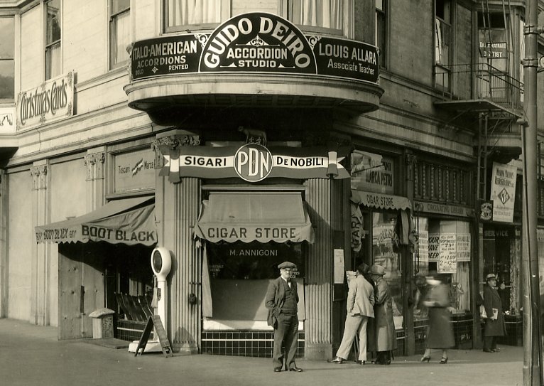 Guido Deiro Accordion Studio, Columbus Avenue at Green Street, San Fransicso