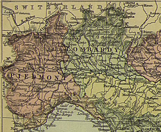 Detail from an 1882 Map of Italy