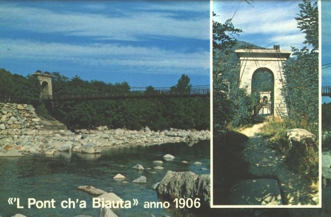 Young Guido Deiro playing with his dog at the River Orco.