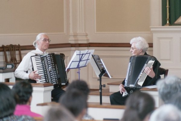 Henry Doktorski and Joan Gilyeat Moyer perform at the Meridian Street Methodist Church Chapel.